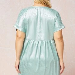 Purple Door Boutique Spotted Ways Sage Satin Babydoll Dress Summer SALE