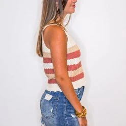 Purple Door Boutique Mauve Scalloped Knit Tank Top