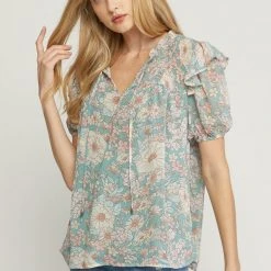 Purple Door Boutique Paradise Dreams Seafoam Babydoll Top Summer SALE