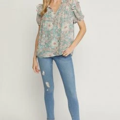 Purple Door Boutique Paradise Dreams Seafoam Babydoll Top Summer SALE