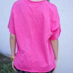 Purple Door Boutique Chasing Happiness Bright Pink Tee