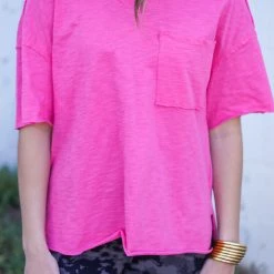 Purple Door Boutique Chasing Happiness Bright Pink Tee