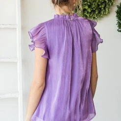 Purple Door Boutique Summer Shimmer Purple Ruffle Top