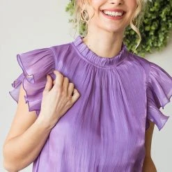 Purple Door Boutique Summer Shimmer Purple Ruffle Top