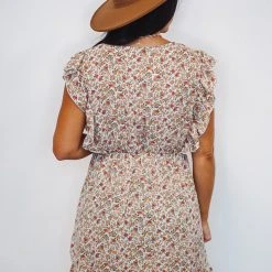 Purple Door Boutique Romantic Days Natural Floral Ruffle Sleeveless Dress