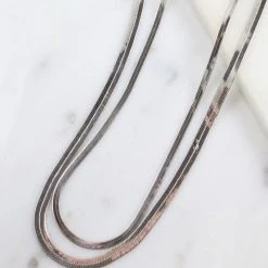 Purple Door Boutique Silver Herringbone Layered Necklace Jewelry