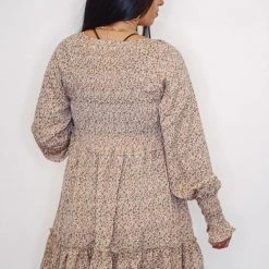 Purple Door Boutique Ladies' Light Taupe Floral Babydoll Dress