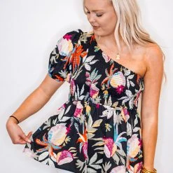 Purple Door Boutique Floral Wishes Black Babydoll Top New Arrivals