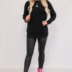 Purple Door Boutique Open Heart Black Sweater