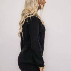 Purple Door Boutique Open Heart Black Sweater