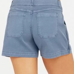 Spanx Stretch Twill Shorts In Slate Blue