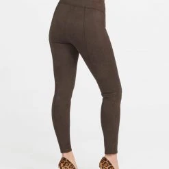 Spanx Faux Suede Leggings In Chocolate Brown
