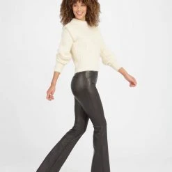 Spanx Leather-Like Flare Pants Noir Black