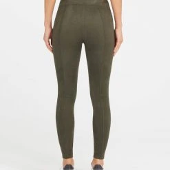 Spanx Faux Suede Leggings In Olive