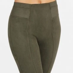 Spanx Faux Suede Leggings In Olive