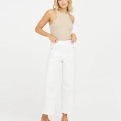 Spanx Stretch Twill Cropped Wide Leg Pant Bright White