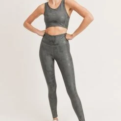 Mono B Athleisure Mono B Gun Metal Metallic Foil Sports Bra New Arrivals