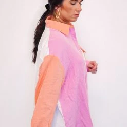 The Purple Door Boutique Hello Spring Pink Colorblock Top Ladies'