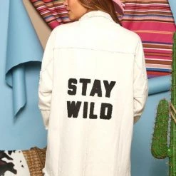 Purple Door Boutique New Arrivals Stay Wild Ivory Denim Jacket