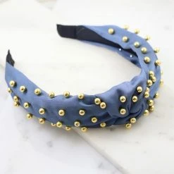Purple Door Boutique Accessories/Gifts Gold Studded Steel Blue Headband