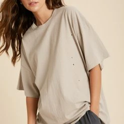 Purple Door Boutique Tops Oversized Distressed Stone Crewneck Tee