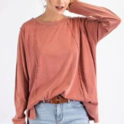Purple Door Boutique Boxy Babe Strawberry Washed Top Ladies'