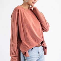 Purple Door Boutique Boxy Babe Strawberry Washed Top Ladies'