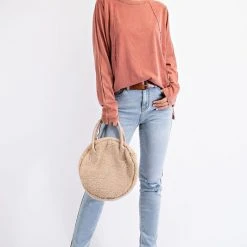 Purple Door Boutique Boxy Babe Strawberry Washed Top Ladies'