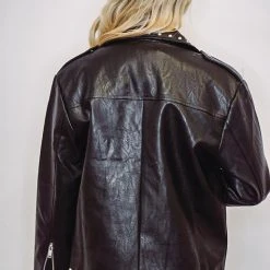 Purple Door Boutique Studded Black Leather Moto Jacket New Arrivals
