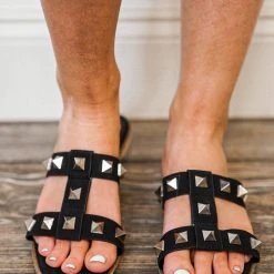 Purple Door Boutique Shoes Minerva Black Studded Sandals