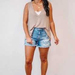 Purple Door Boutique Knitted Dreams Mocha Tank Top Summer SALE