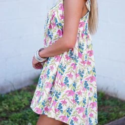 Purple Door Boutique Floral Daydream Ivory Babydoll Dress