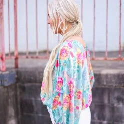 Purple Door Boutique New Arrivals Mint Mix Floral Print Top