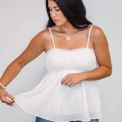 Purple Door Boutique Ladies' Summer Sweetheart Ivory Tank Top