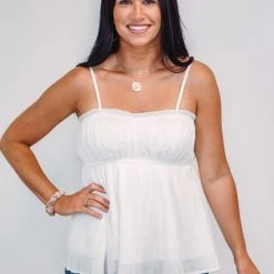 Purple Door Boutique Ladies' Summer Sweetheart Ivory Tank Top