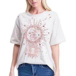 Purple Door Boutique Sun And Moon Celestial Khaki Tee Ladies'