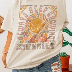 Purple Door Boutique Keep Growing Vintage White Graphic Tee