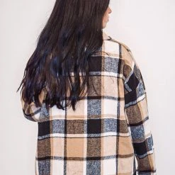 Purple Door Boutique Brown And White Plaid Shacket