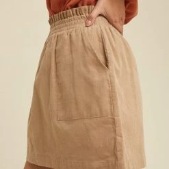 Purple Door Boutique Classic Corduroy Tan Mini Skirt