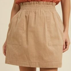 Purple Door Boutique Classic Corduroy Tan Mini Skirt