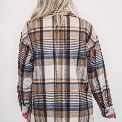 Purple Door Boutique Plaid Sass Brown Flannel Shacket New Arrivals
