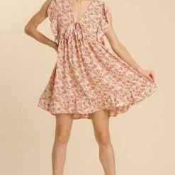 Purple Door Boutique Wishful Tangerine Floral Babydoll Dress
