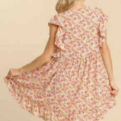 Purple Door Boutique Wishful Tangerine Floral Babydoll Dress