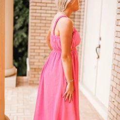 Purple Door Boutique Pink Cutout Textured Midi Dress New Arrivals