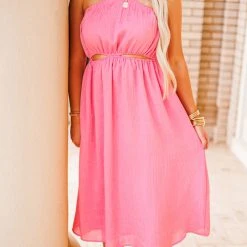 Purple Door Boutique Pink Cutout Textured Midi Dress New Arrivals