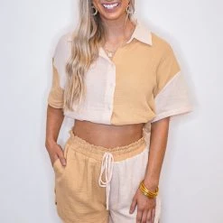 The Purple Door Boutique Adore Me Taupe Colorblock Set New Arrivals