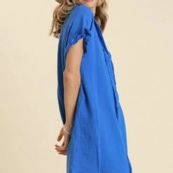 Purple Door Boutique New Arrivals Beach Days Cobalt Blue Gauze Dress