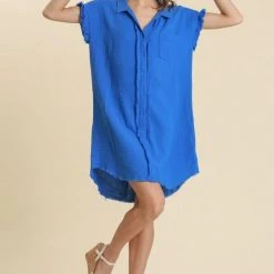 Purple Door Boutique New Arrivals Beach Days Cobalt Blue Gauze Dress