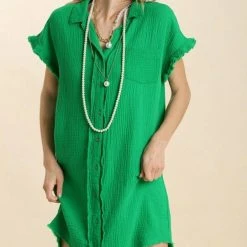 Purple Door Boutique Beach Days Kelly Green Gauze Dress