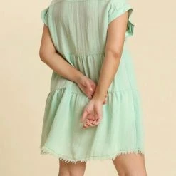 Purple Door Boutique New Arrivals Frayed Style Washed Mint Dress